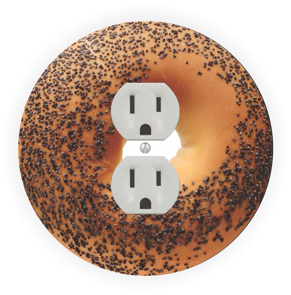 Sam Sandor - Bagel Design - Round Light Switch Plate Cover - Outlet Cover