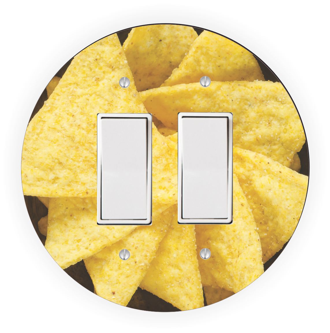 Sam Sandor - Tortilla Chips in Bowl Design - Round Light Switch Plate Cover - Double Rocker