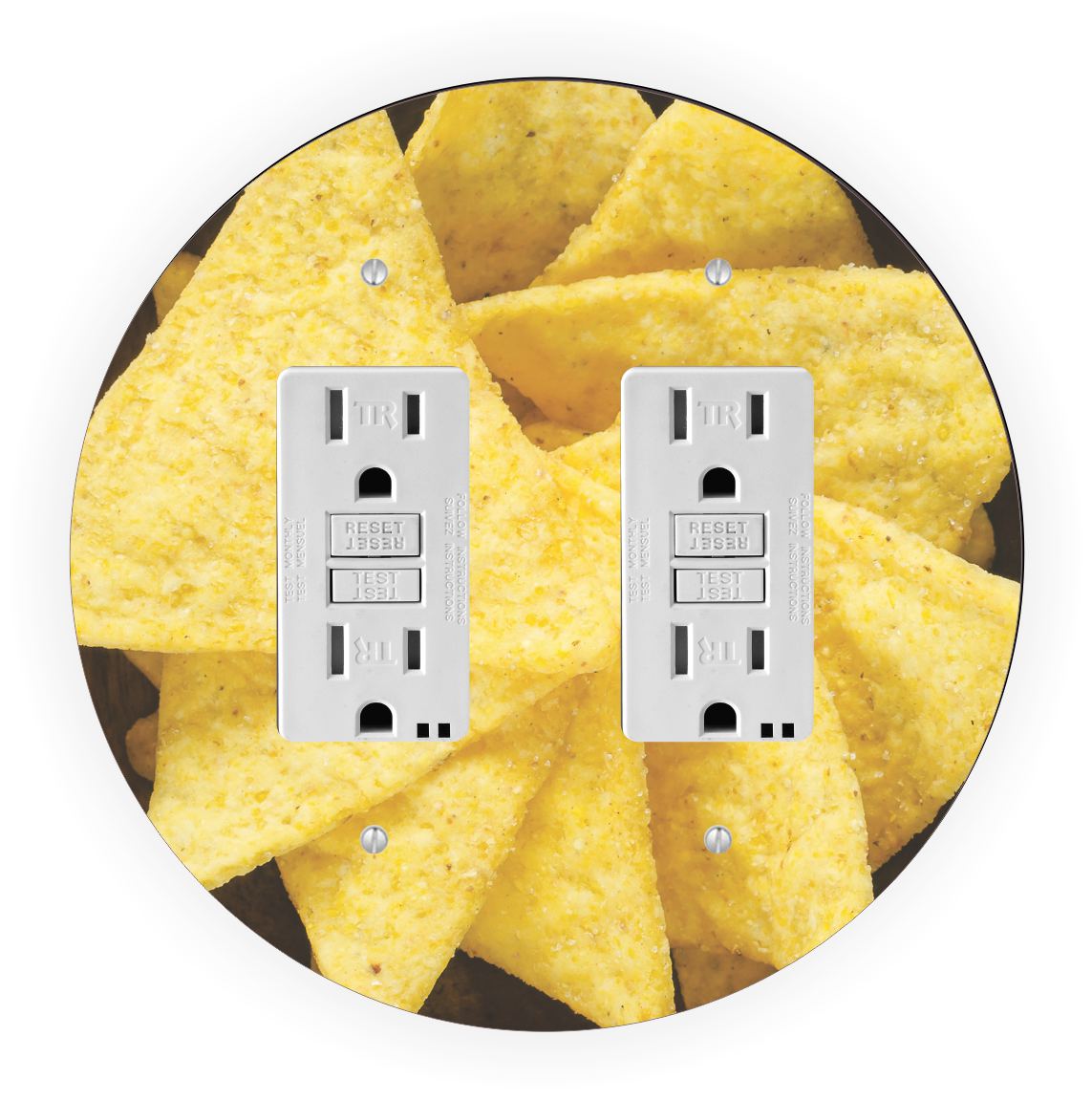 Sam Sandor - Tortilla Chips in Bowl Design - Round Light Switch Plate Cover - Double GFI