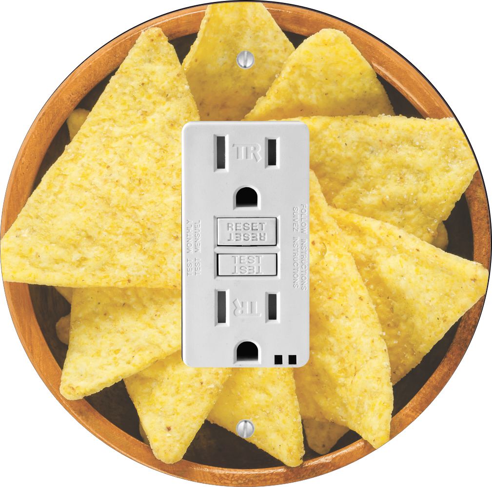 Sam Sandor - Tortilla Chips in Bowl Design - Round Light Switch Plate Cover - GFI