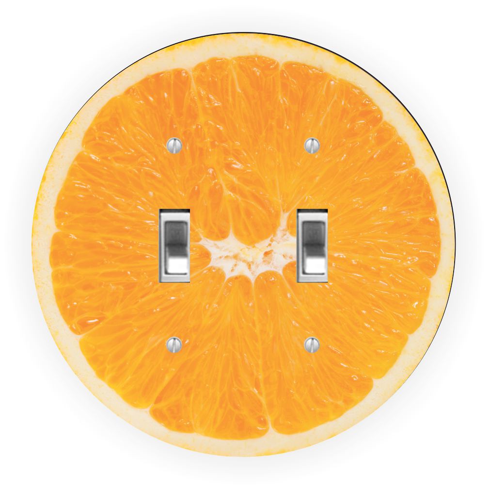 Sam Sandor - Slicce of Orange Design - Round Light Switch Plate Cover - Double Toggle