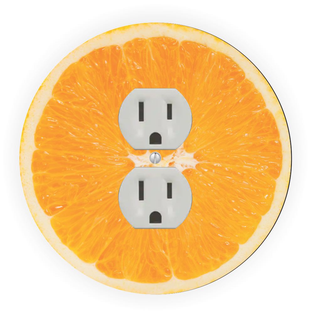 Sam Sandor - Slicce of Orange Design - Round Light Switch Plate Cover - Outlet Cover