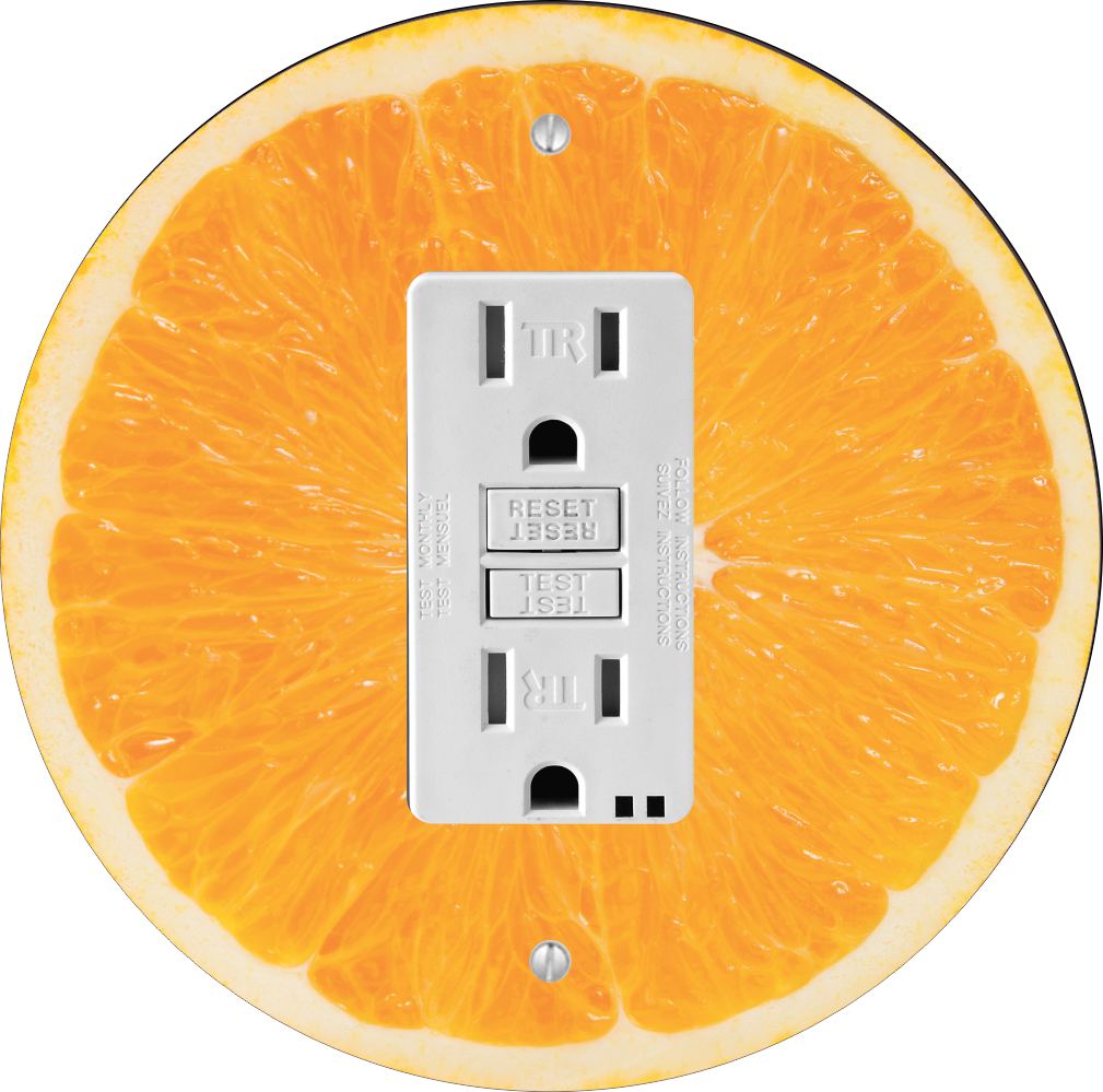 Sam Sandor - Slicce of Orange Design - Round Light Switch Plate Cover - GFI