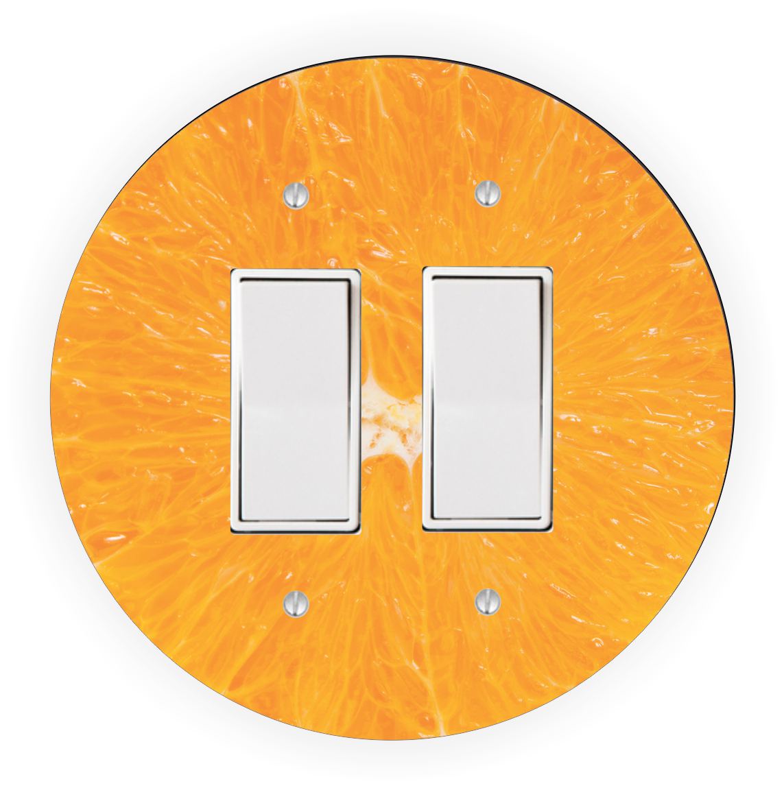 Sam Sandor - Slicce of Orange Design - Round Light Switch Plate Cover - Double Rocker