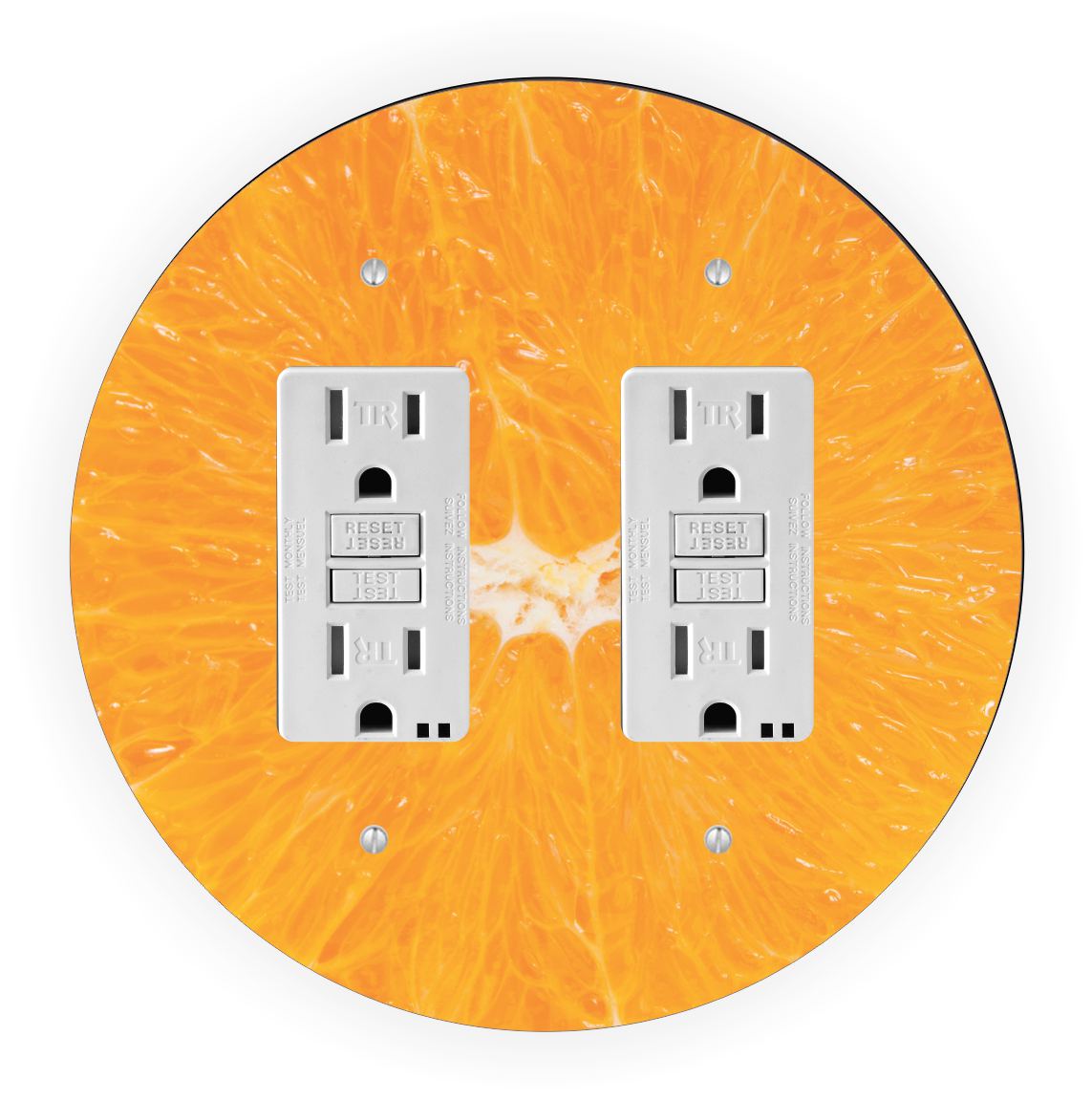 Sam Sandor - Slicce of Orange Design - Round Light Switch Plate Cover - Double GFI