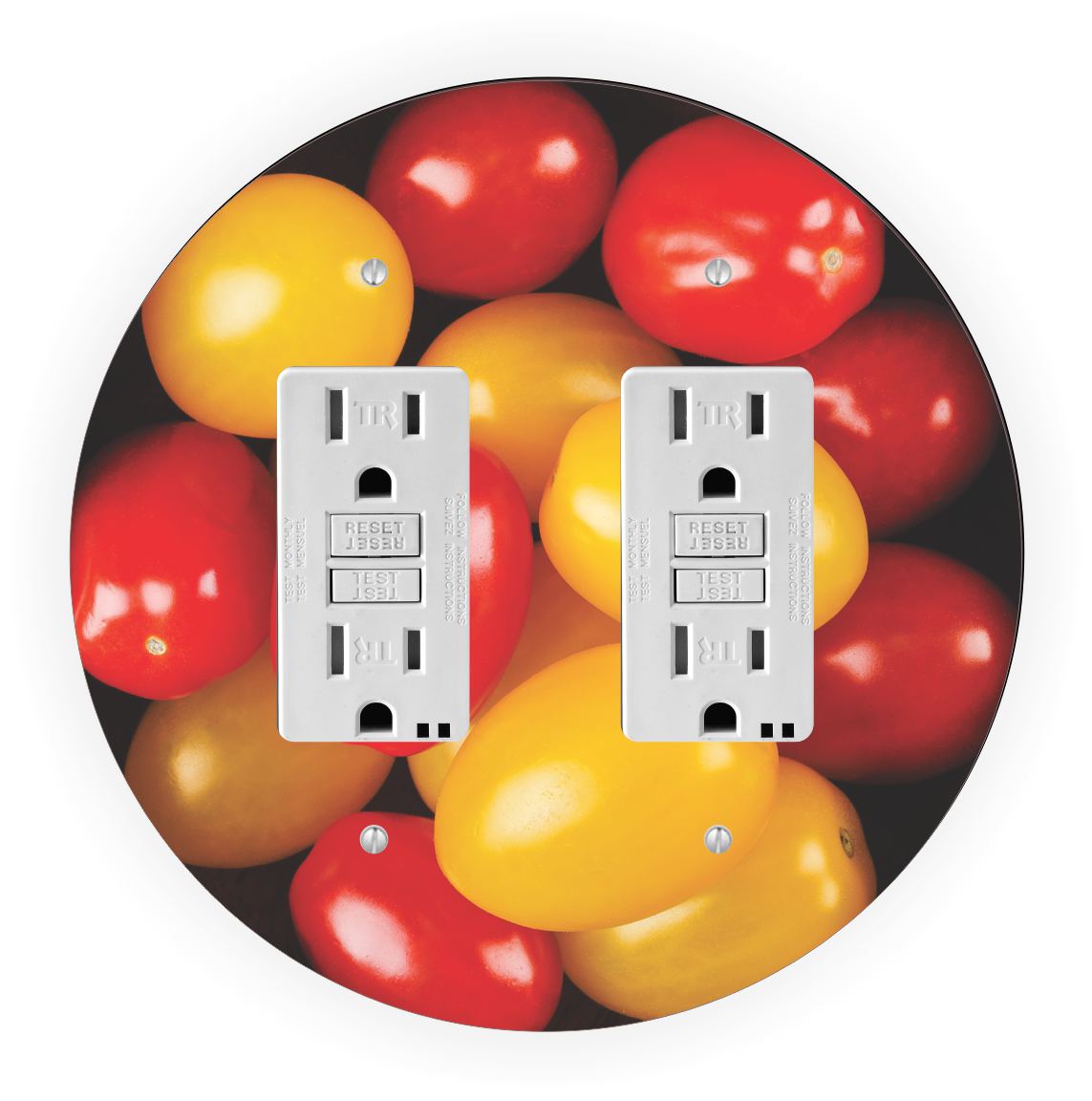 Sam Sandor - Bowl of Jelly Beans Design - Round Light Switch Plate Cover - Double GFI