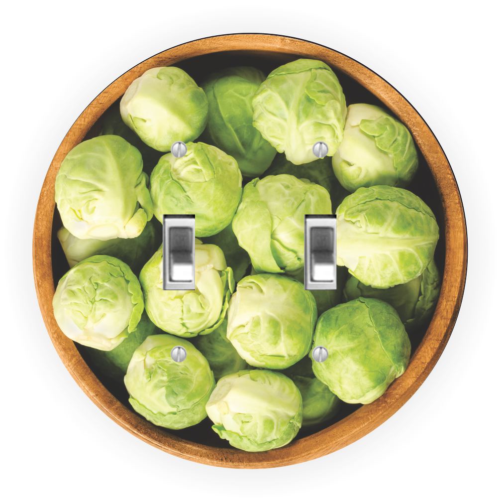 Sam Sandor - Brussel Sprouts Design - Round Light Switch Plate Cover - Double Toggle