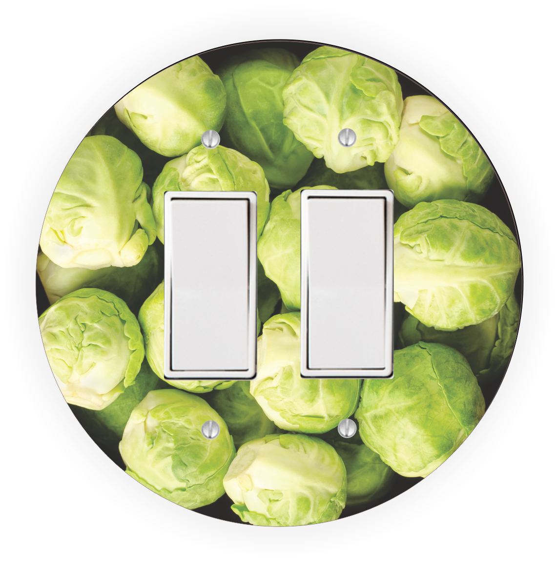 Sam Sandor - Brussel Sprouts Design - Round Light Switch Plate Cover - Single Rocker