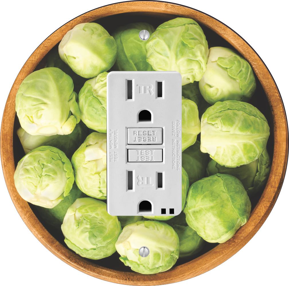 Sam Sandor - Brussel Sprouts Design - Round Light Switch Plate Cover - GFI