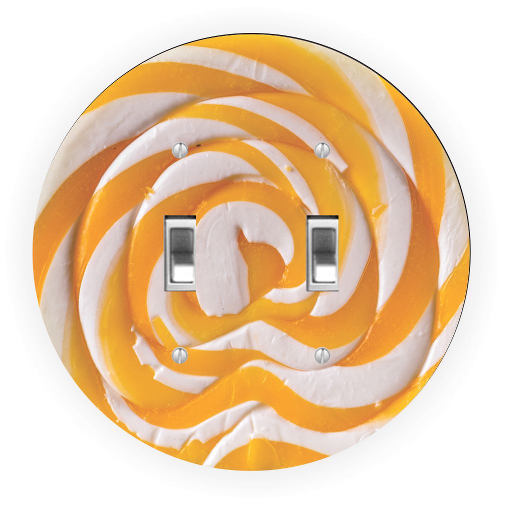 Sam Sandor - Yellow Striped Lollipop Design - Round Light Switch Plate Cover - Double Toggle