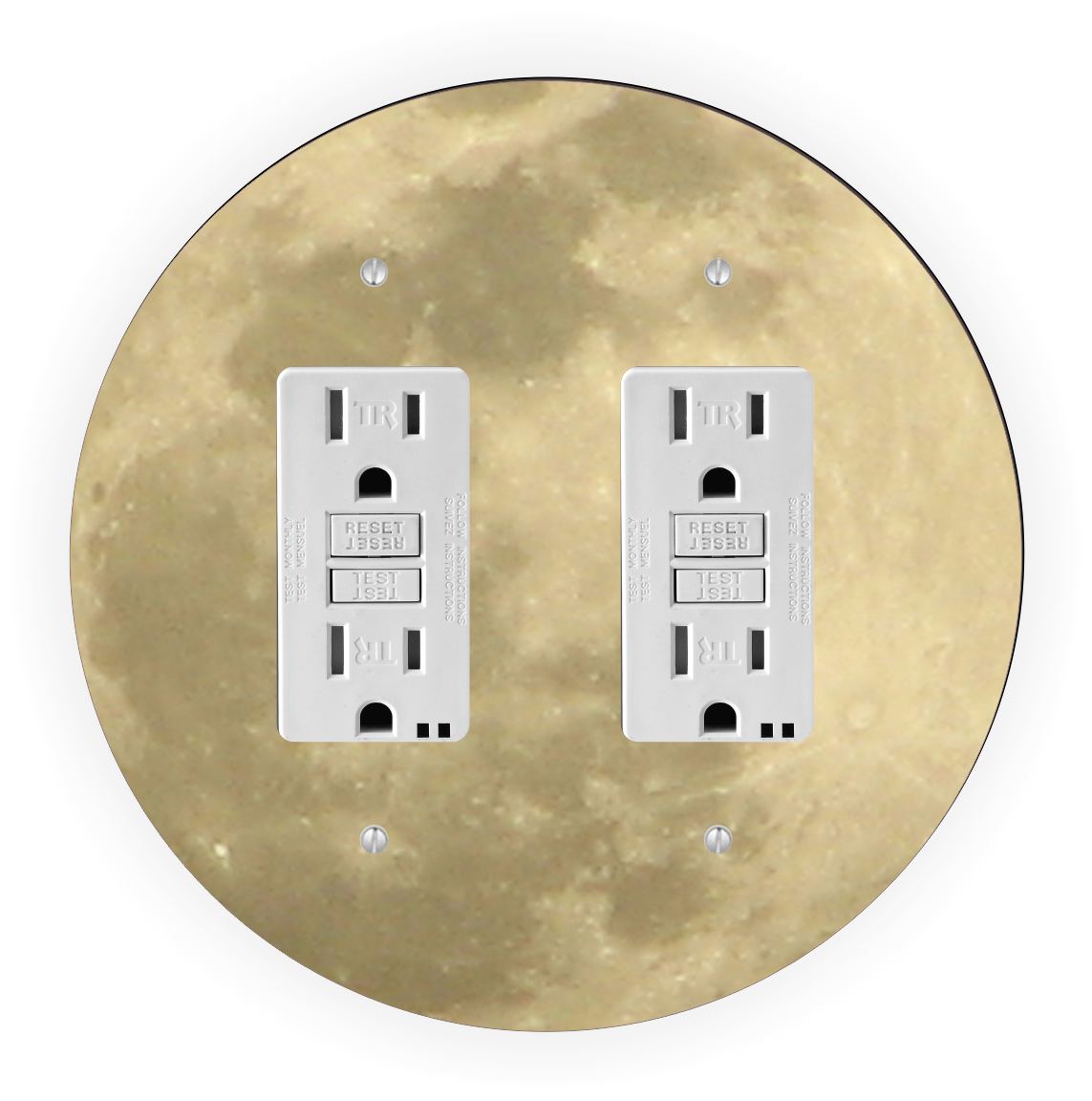 Sam Sandor - Moon Design - Round Light Switch Plate Cover - Double GFI