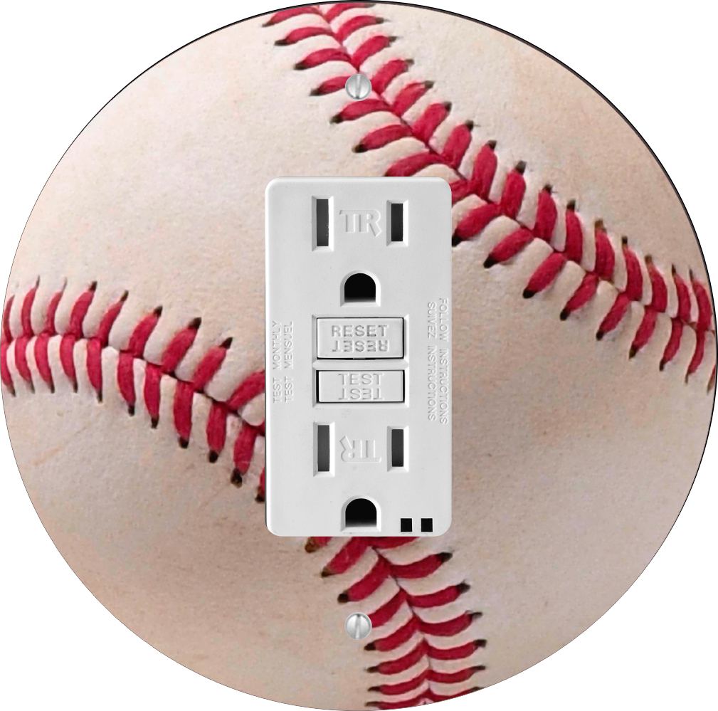 Sam Sandor - Baseball Design - Round Light Switch Plate Cover - GFI