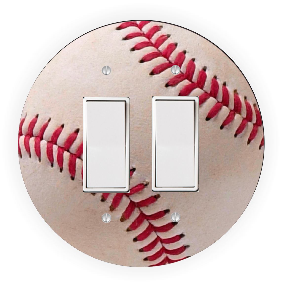 Sam Sandor - Baseball Design - Round Light Switch Plate Cover - Single Rocker