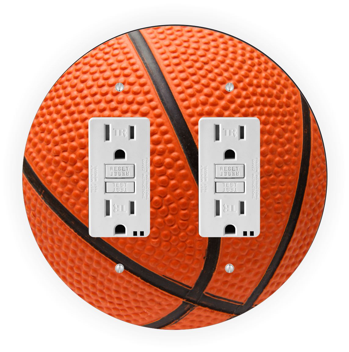 Sam Sandor - Basketball Design - Round Light Switch Plate Cover - Double GFI