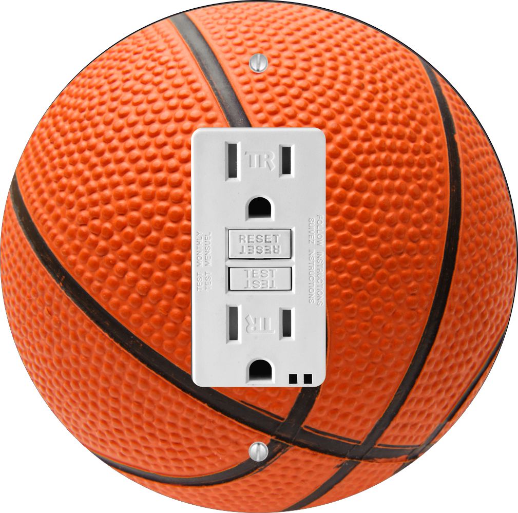 Sam Sandor - Basketball Design - Round Light Switch Plate Cover - GFI