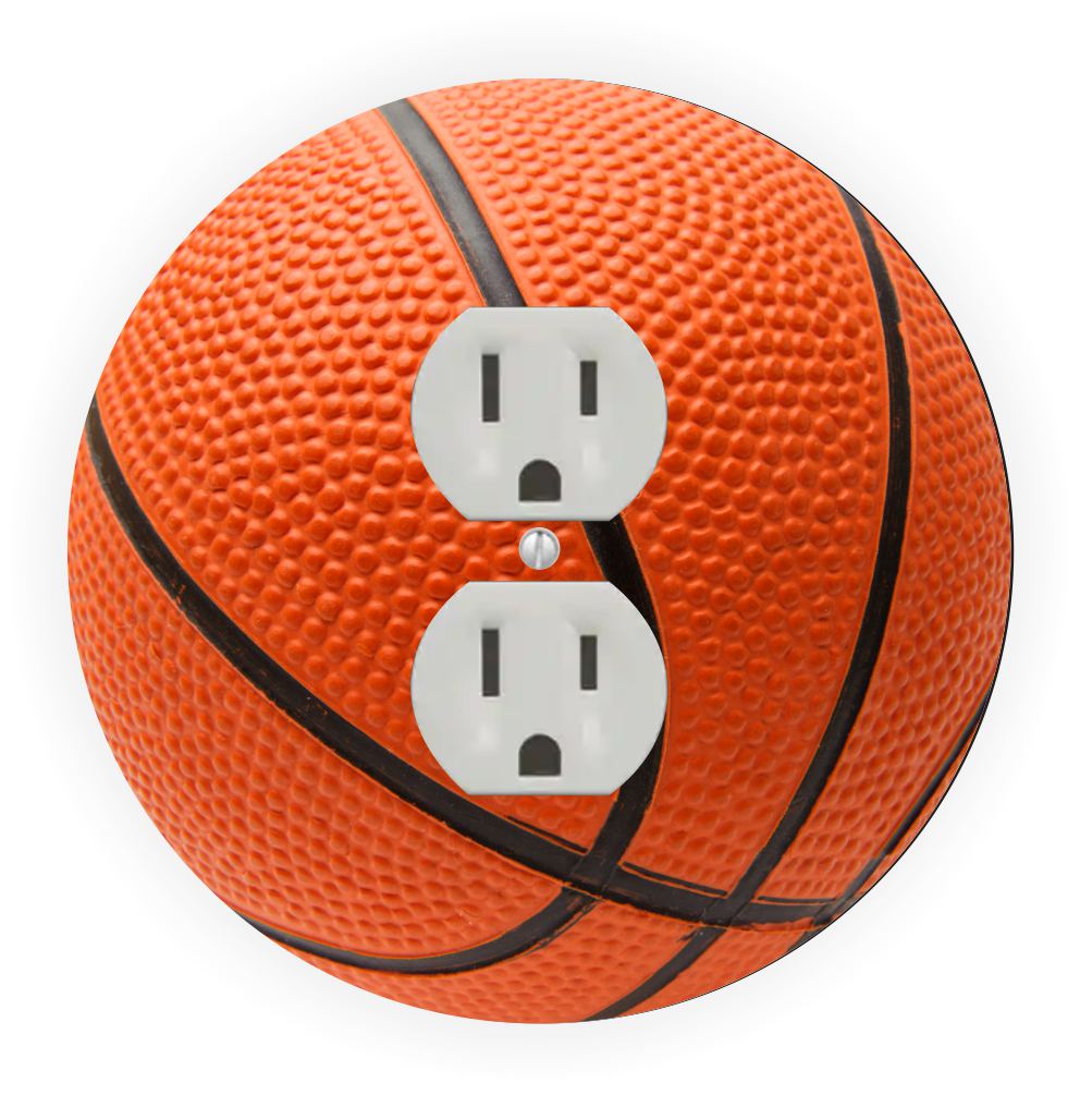 Sam Sandor - Basketball Design - Round Light Switch Plate Cover - Outlet Cover