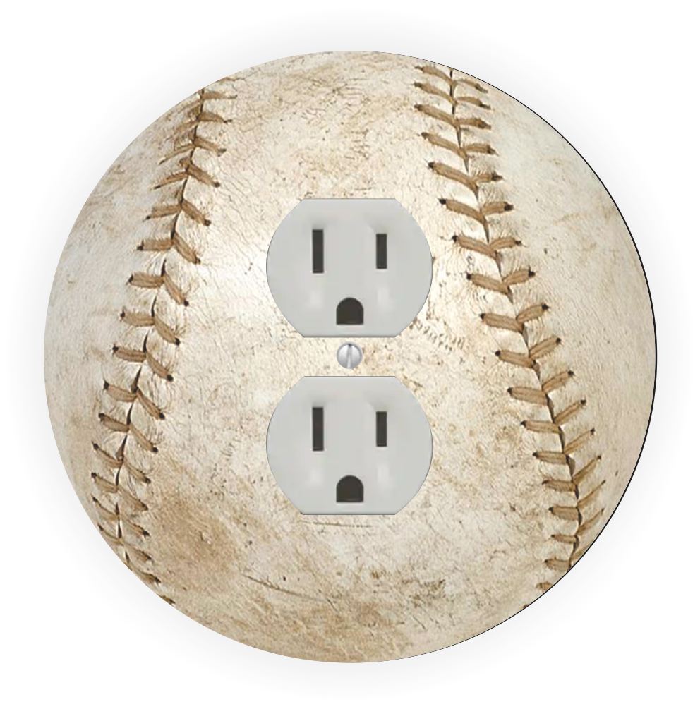 Sam Sandor - Volleyball Design - Round Light Switch Plate Cover - Outlet Cover