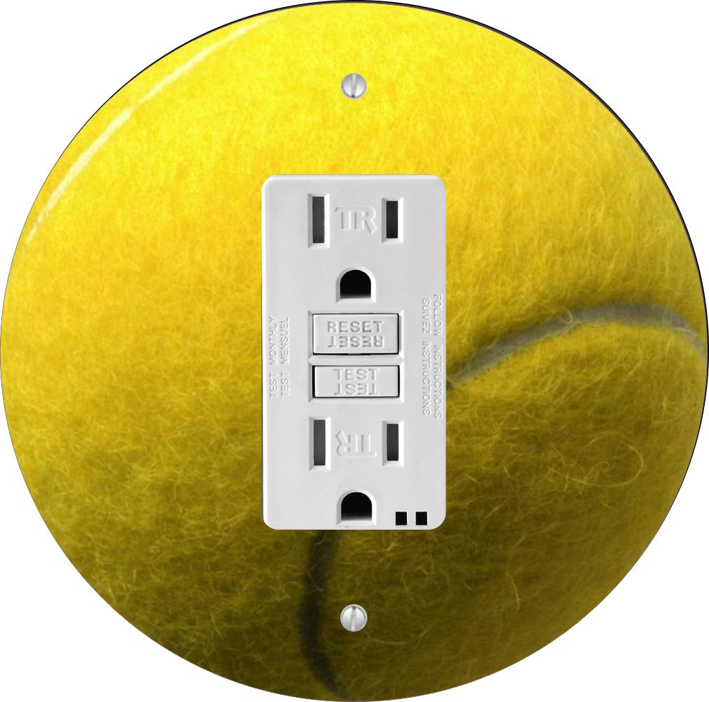 Sam Sandor - Tennis Ball Design - Round Light Switch Plate Cover - GFI