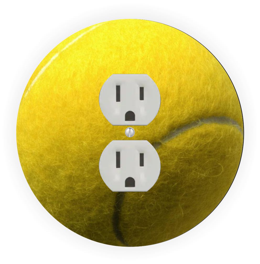 Sam Sandor - Tennis Ball Design - Round Light Switch Plate Cover - Outlet Cover