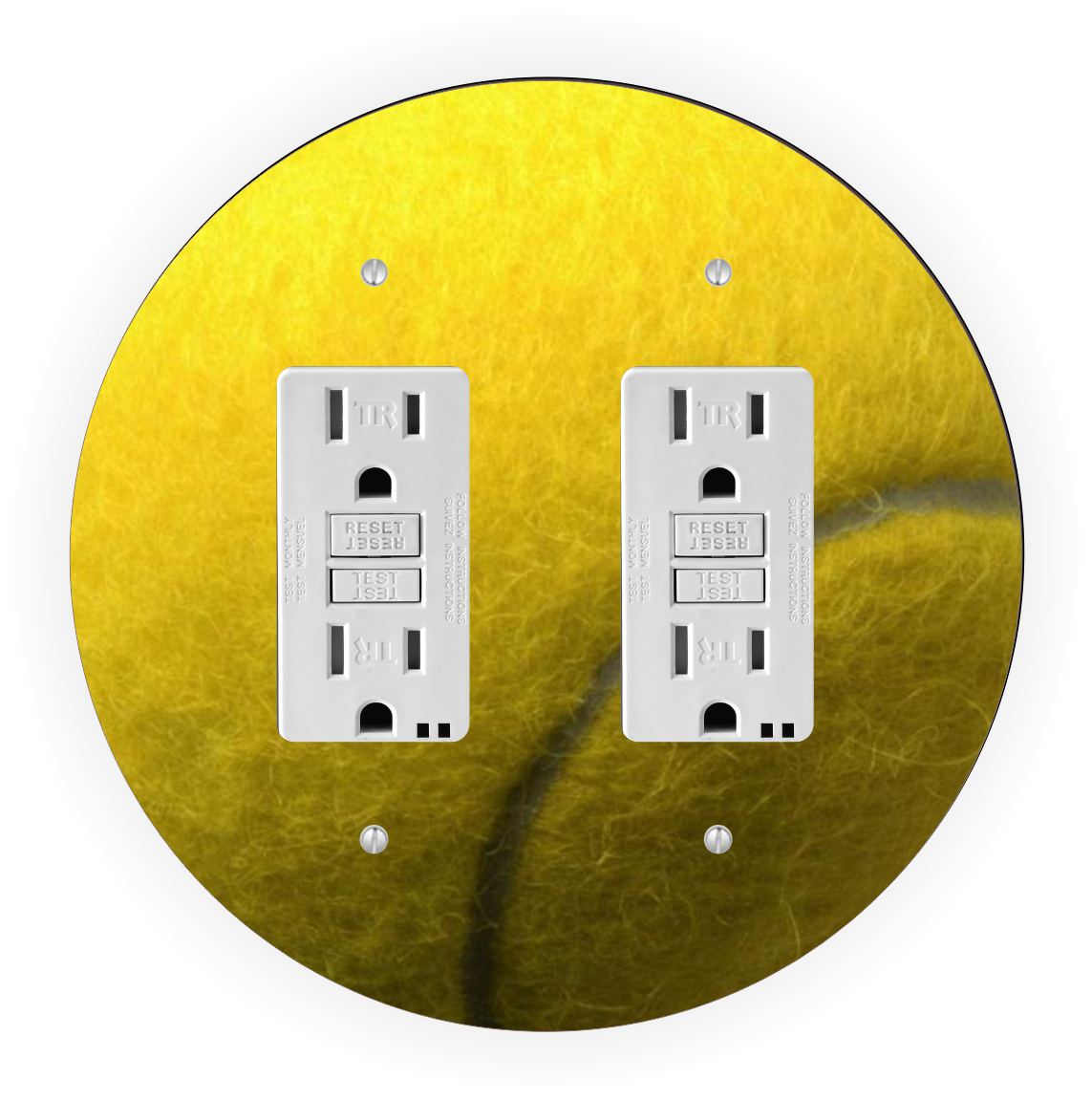 Sam Sandor - Tennis Ball Design - Round Light Switch Plate Cover - Double GFI