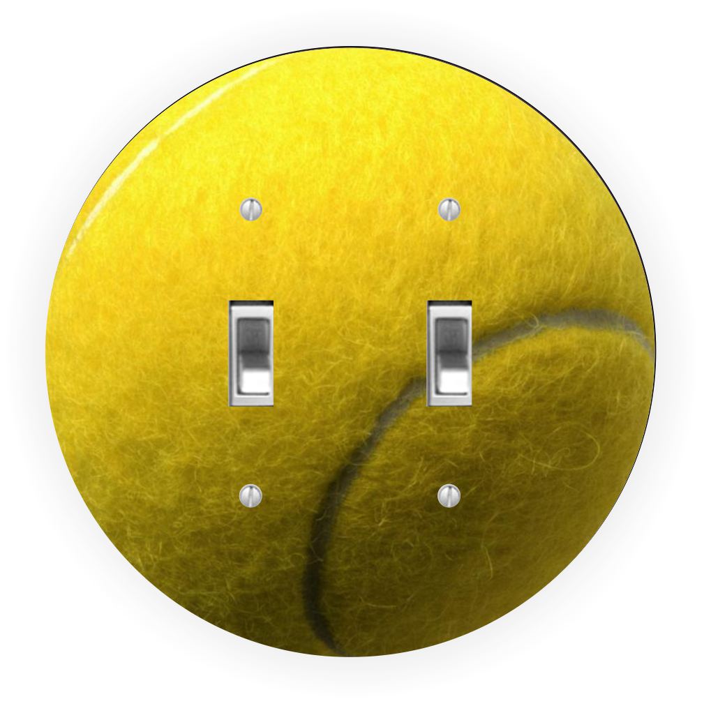 Sam Sandor - Tennis Ball Design - Round Light Switch Plate Cover - Double Toggle