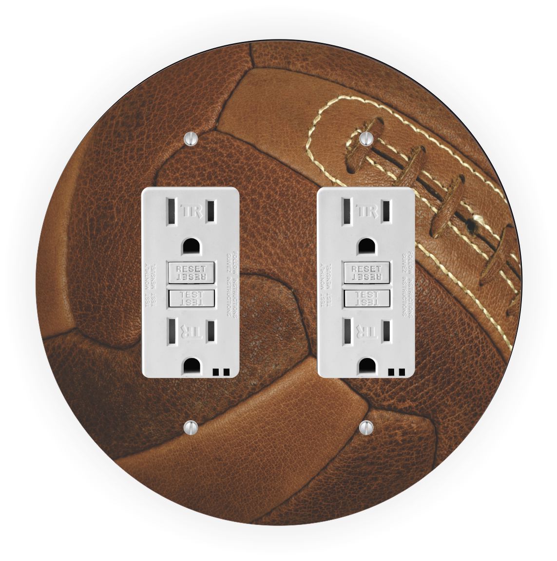 Sam Sandor - Hand Ball Design - Round Light Switch Plate Cover - Double GFI