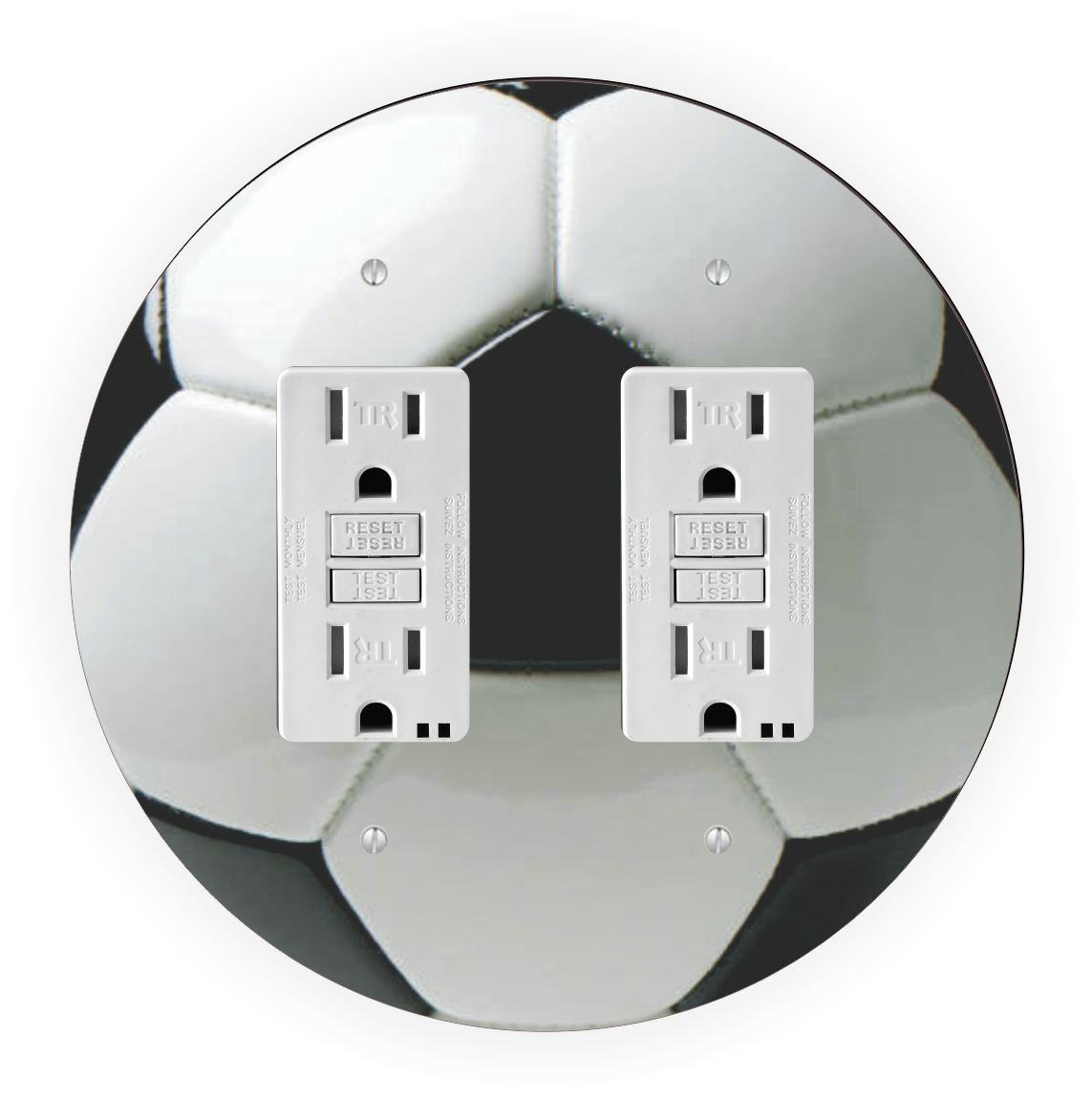 Sam Sandor - Soccer Ball Design - Round Light Switch Plate Cover - Double GFI