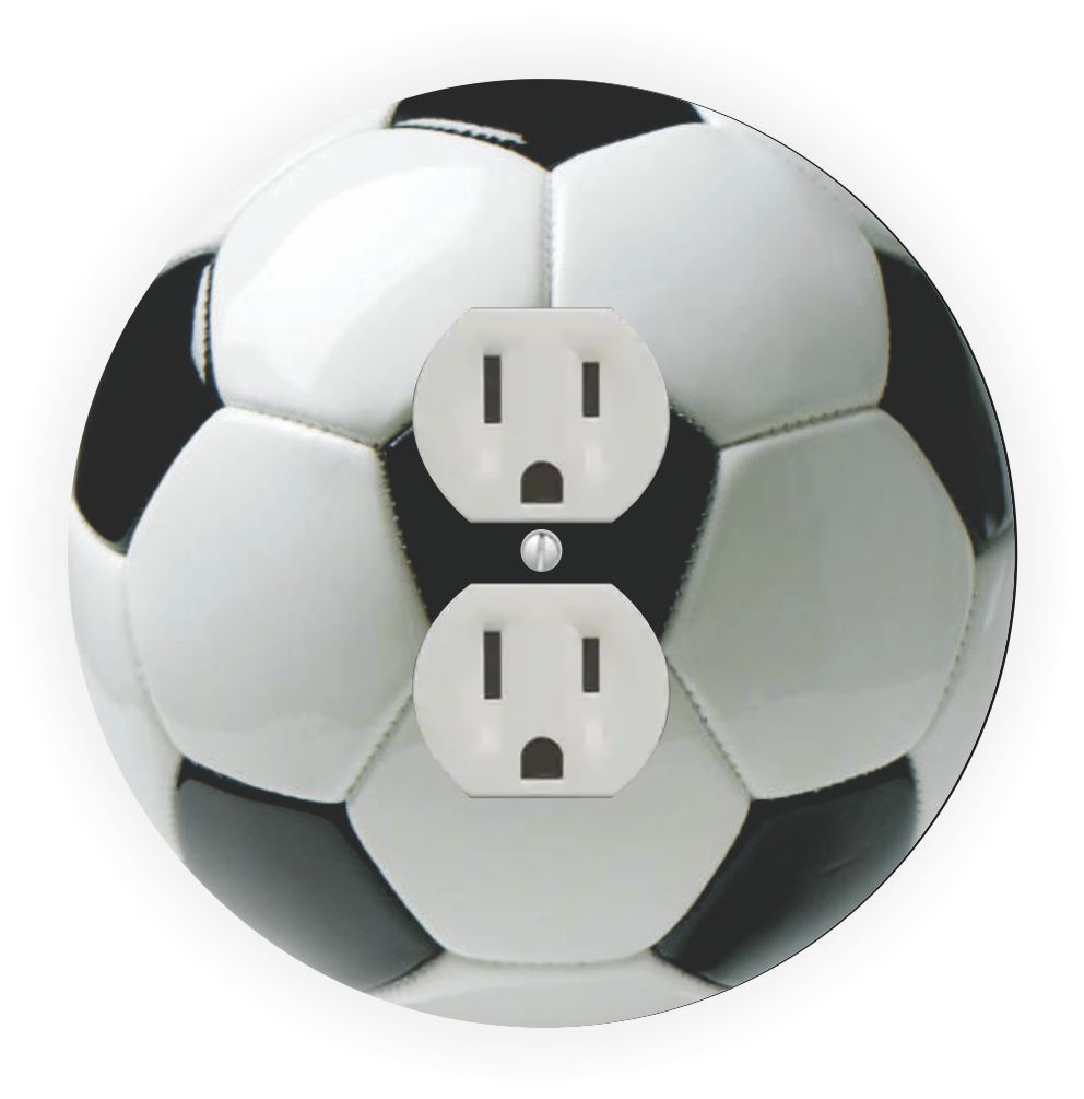 Sam Sandor - Soccer Ball Design - Round Light Switch Plate Cover - Outlet Cover