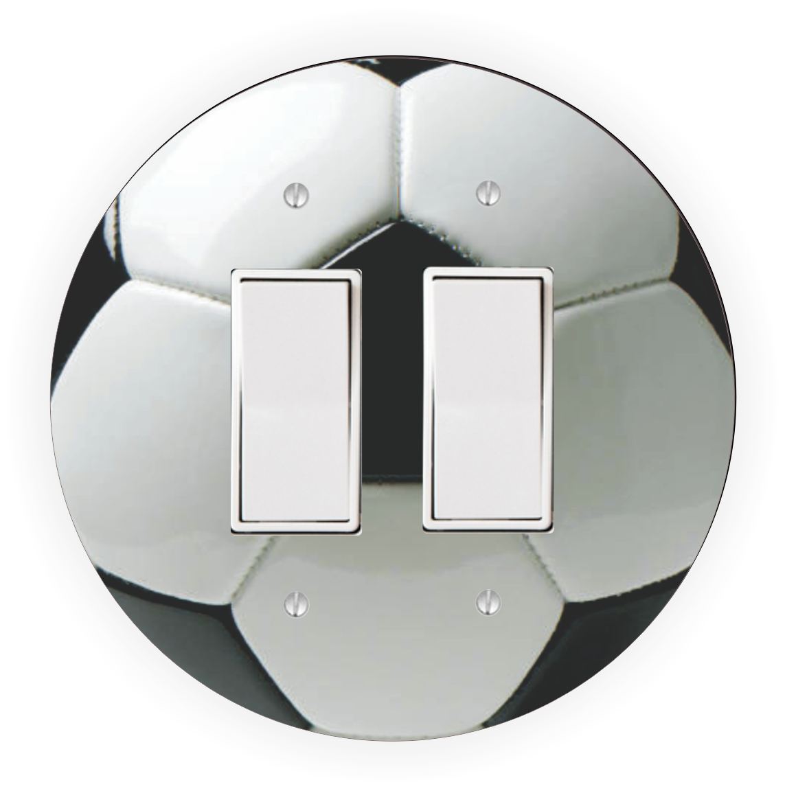 Sam Sandor - Soccer Ball Design - Round Light Switch Plate Cover - Double Rocker