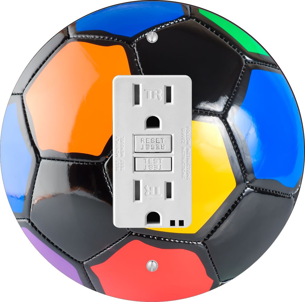 Sam Sandor - Colored Soccer Ball Design - Round Light Switch Plate Cover - GFI