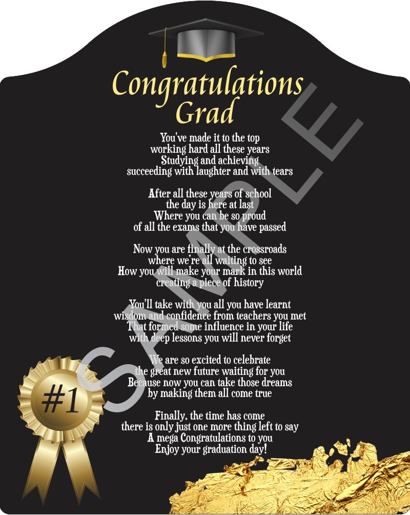 Poem for Graduation - Congratulations Grad - Poem on Beautiful Black Backdrop