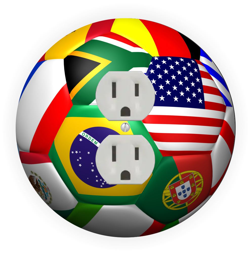 Sam Sandor - World Cup Soccer Ball Design - Round Light Switch Plate Cover - Outlet Cover