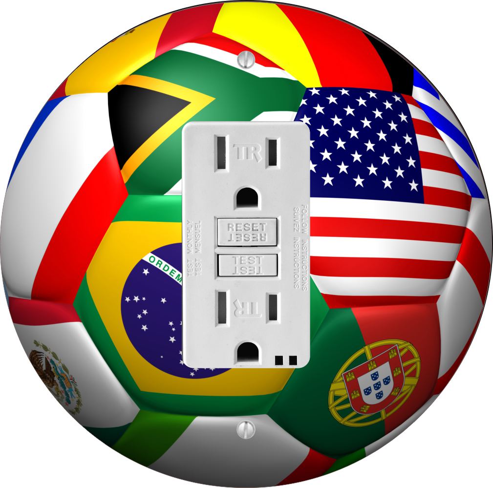 Sam Sandor - World Cup Soccer Ball Design - Round Light Switch Plate Cover - GFI