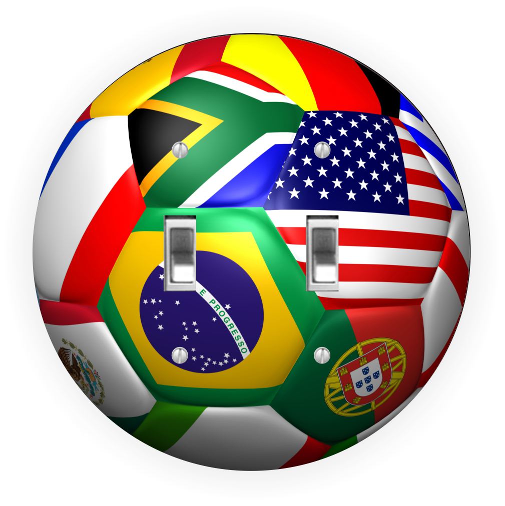 Sam Sandor - World Cup Soccer Ball Design - Round Light Switch Plate Cover - Double Toggle