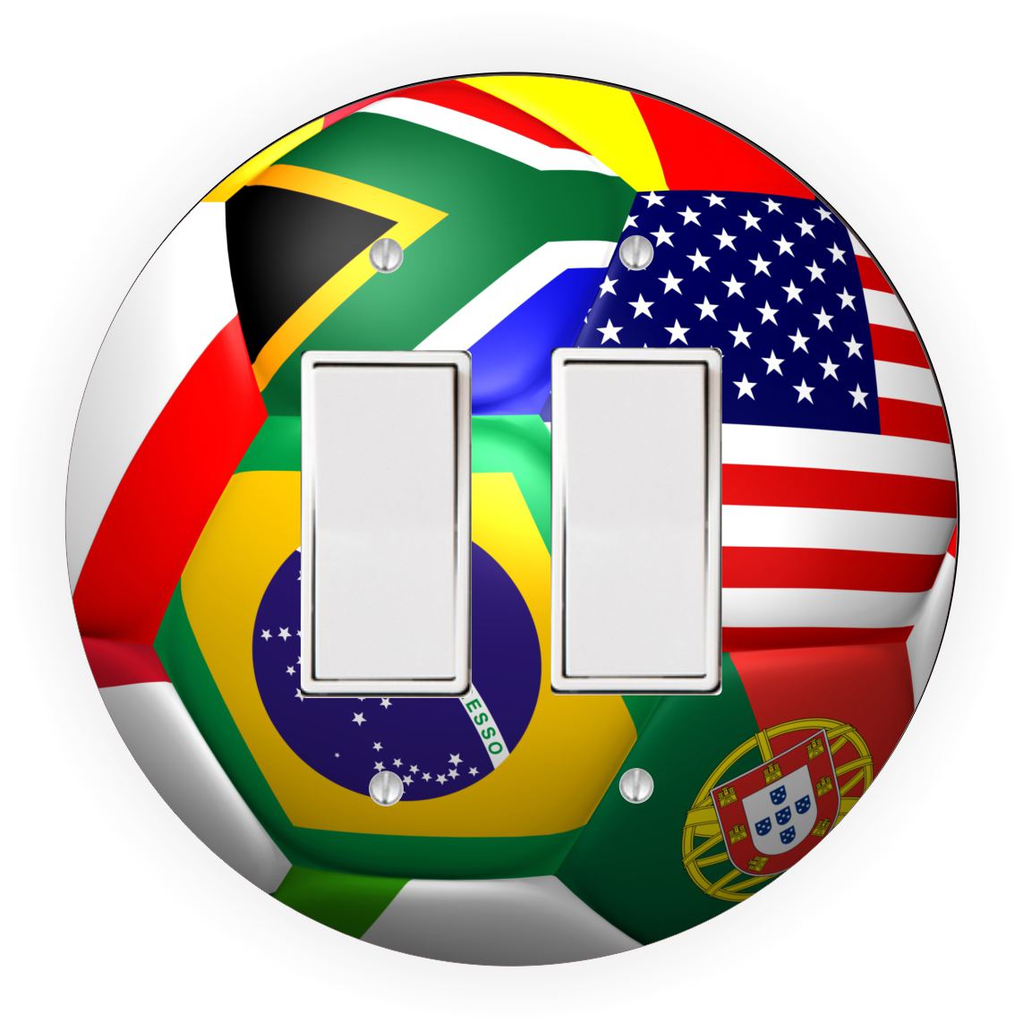 Sam Sandor - World Cup Soccer Ball Design - Round Light Switch Plate Cover - Single Rocker