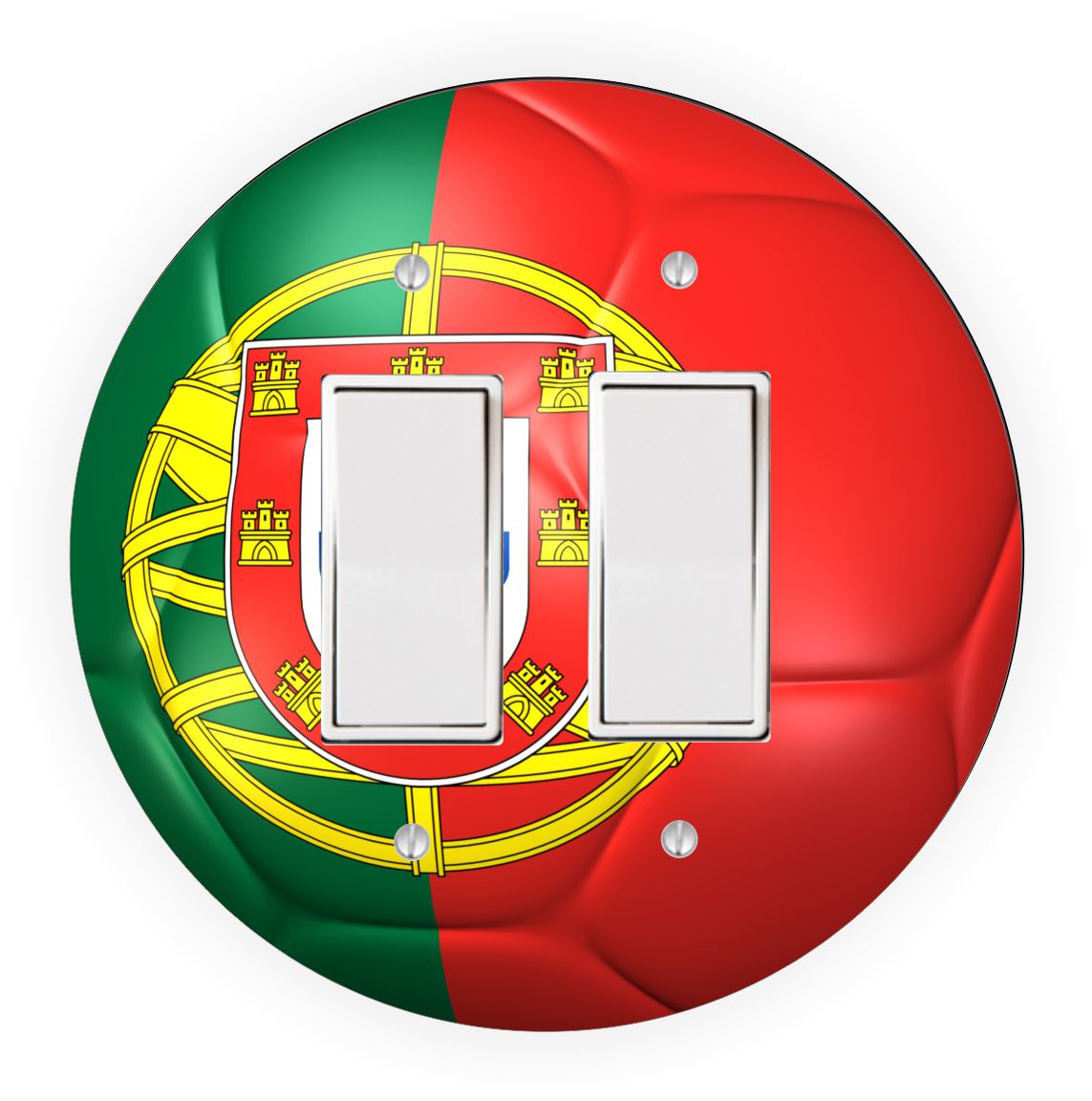 Sam Sandor - Portugal Flag Soccer Ball Design - Round Light Switch Plate Cover - Single Rocker