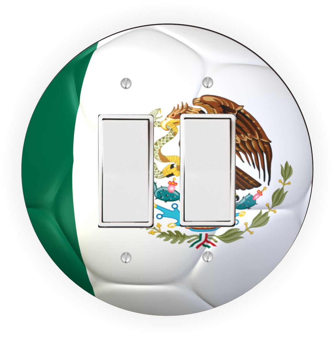 Sam Sandor - Mexico Flag Soccer Ball Design - Round Light Switch Plate Cover - Double Rocker