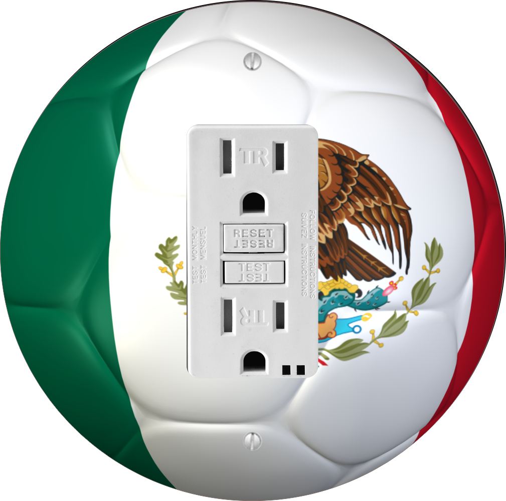 Sam Sandor - Mexico Flag Soccer Ball Design - Round Light Switch Plate Cover - GFI