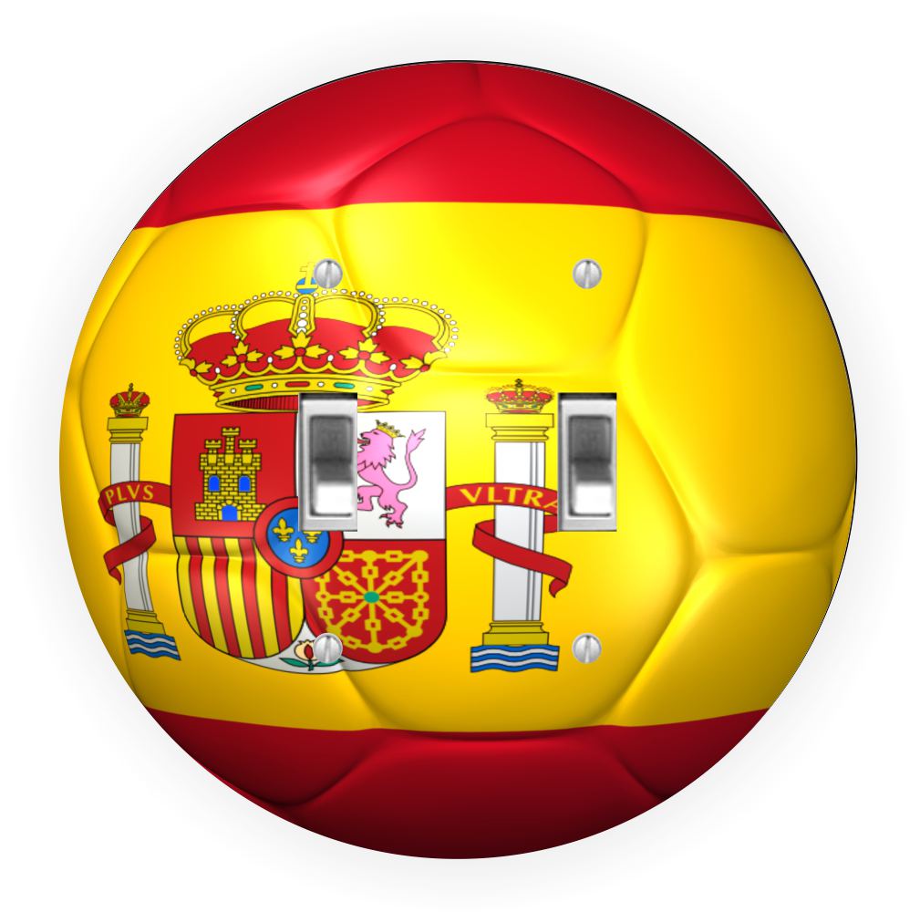 Sam Sandor - Spain Flag Soccer Ball Design - Round Light Switch Plate Cover - Double Toggle