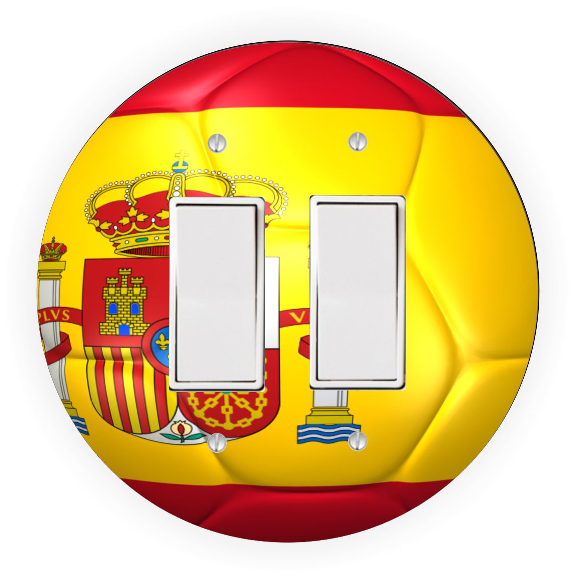 Sam Sandor - Spain Flag Soccer Ball Design - Round Light Switch Plate Cover - Double Rocker