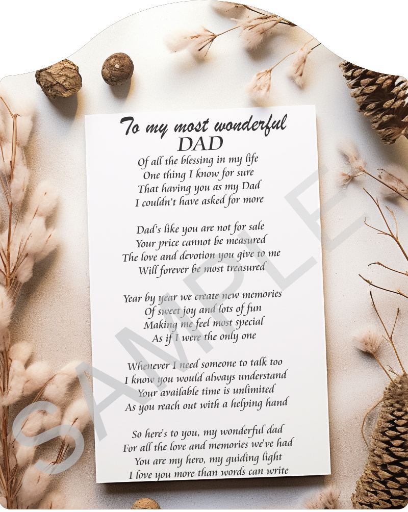 Poem for Dad - To my most wonderful Dad - Poem on Natural Colors Backdrop