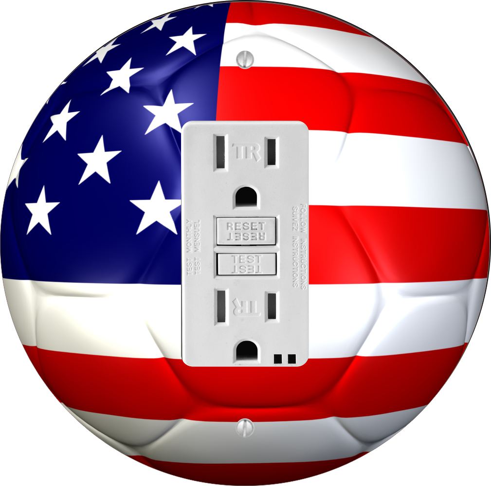 Sam Sandor - USA Flag Soccer Ball Design - Round Light Switch Plate Cover - GFI