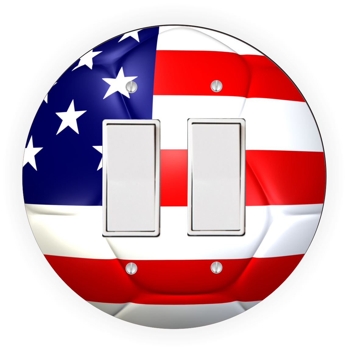 Sam Sandor - USA Flag Soccer Ball Design - Round Light Switch Plate Cover - Double Rocker