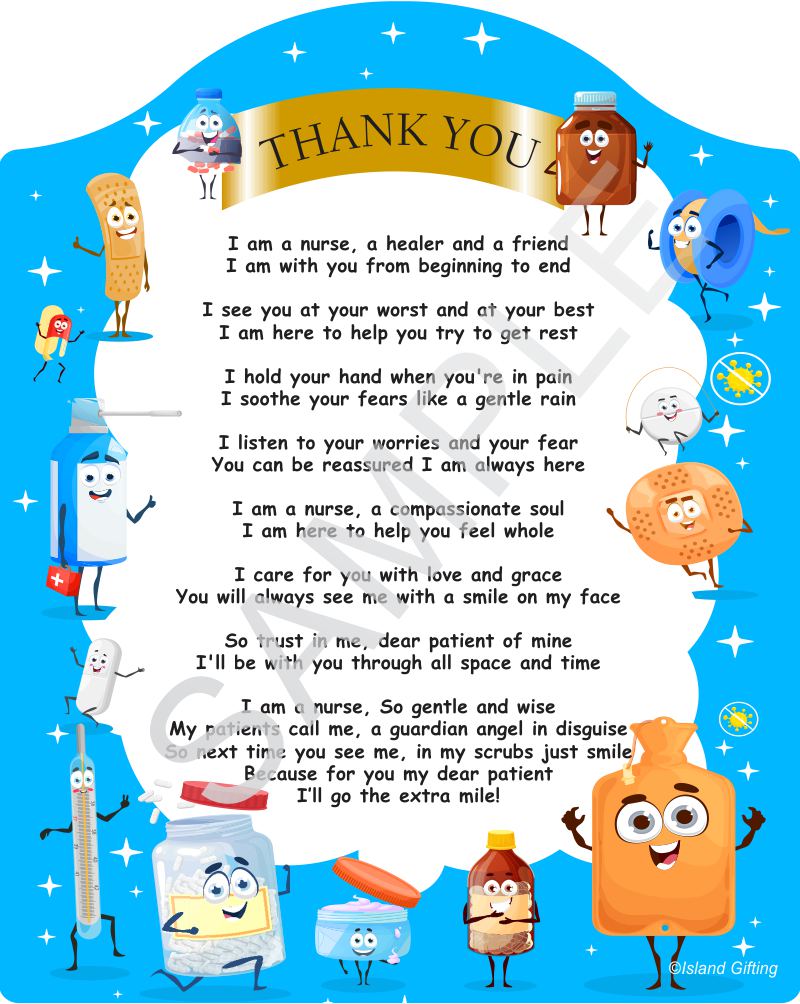 Poem for Nurse - Thank you Nurse - Poem on Cute Medical Cartoon Backdrop