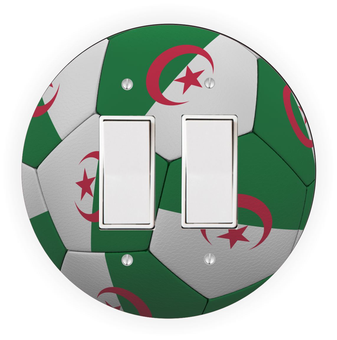 Sam Sandor - Algera Flag Soccer Ball Design - Round Light Switch Plate Cover - Double Rocker