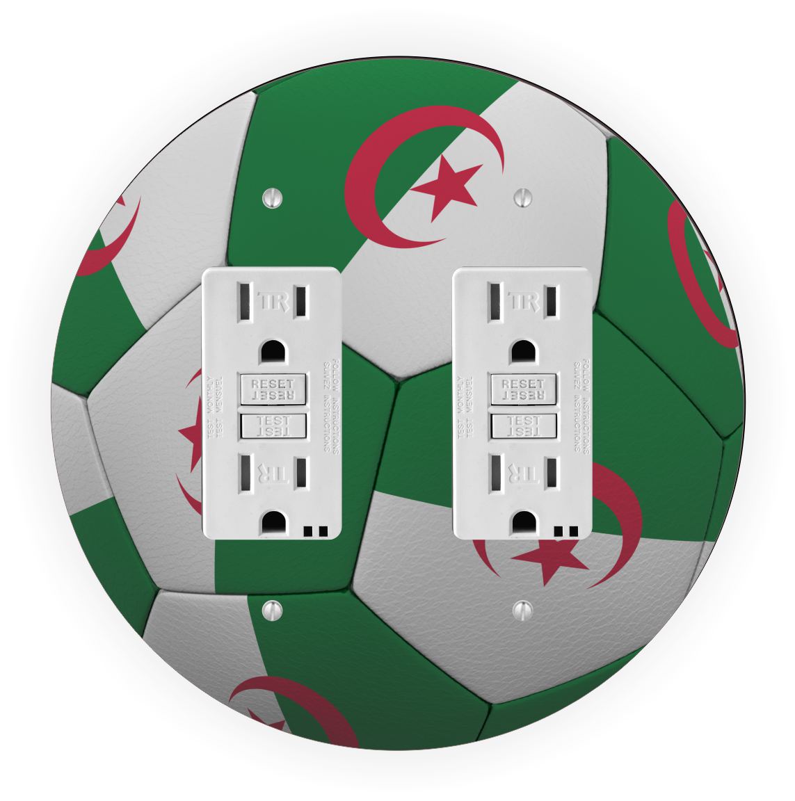 Sam Sandor - Algera Flag Soccer Ball Design - Round Light Switch Plate Cover - Double GFI