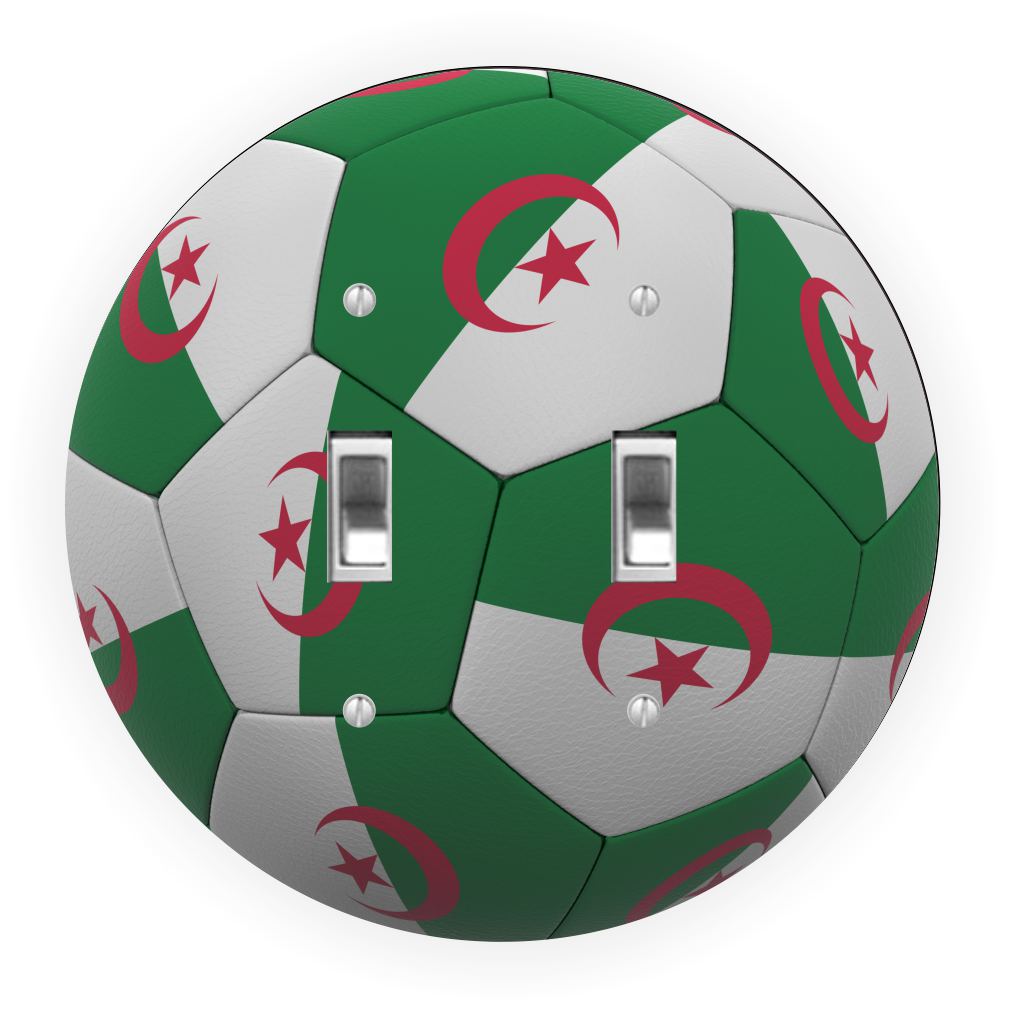 Sam Sandor - Algera Flag Soccer Ball Design - Round Light Switch Plate Cover - Double Toggle