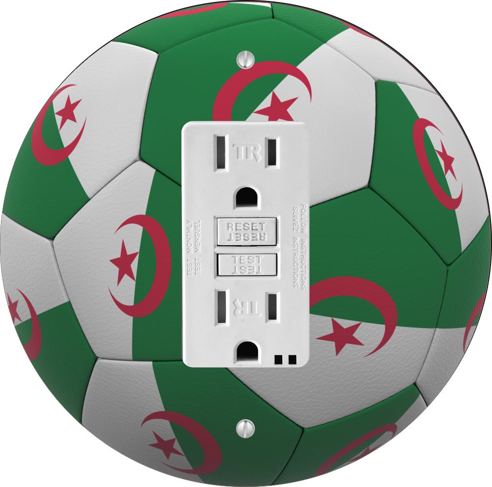 Sam Sandor - Algera Flag Soccer Ball Design - Round Light Switch Plate Cover - GFI