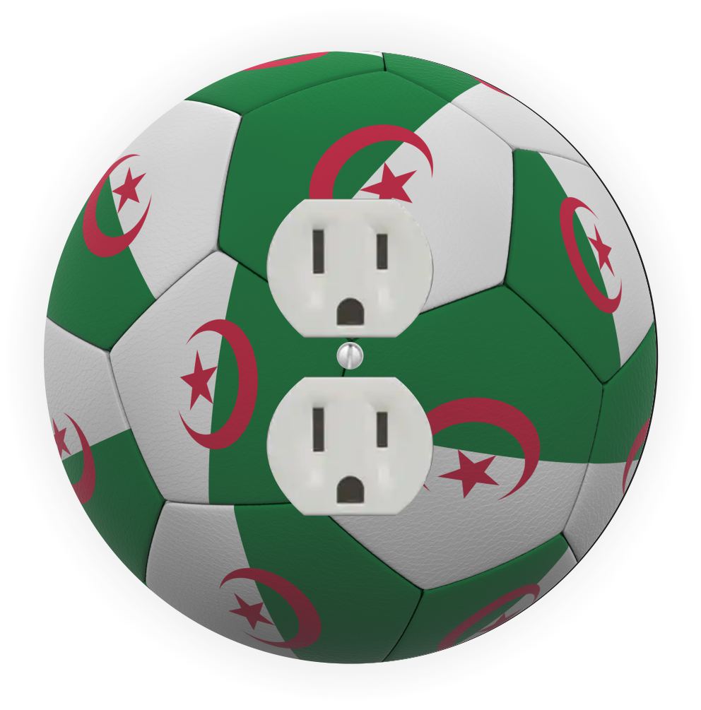 Sam Sandor - Algera Flag Soccer Ball Design - Round Light Switch Plate Cover - Outlet Cover