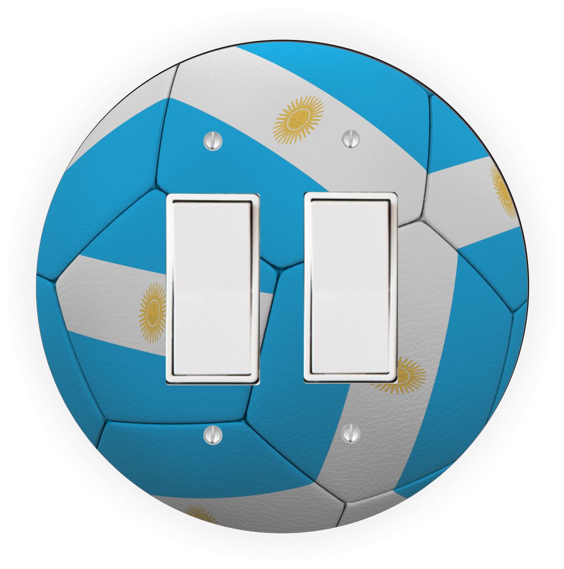 Sam Sandor - Argentina Flag Soccer Ball Design - Round Light Switch Plate Cover - Single Rocker